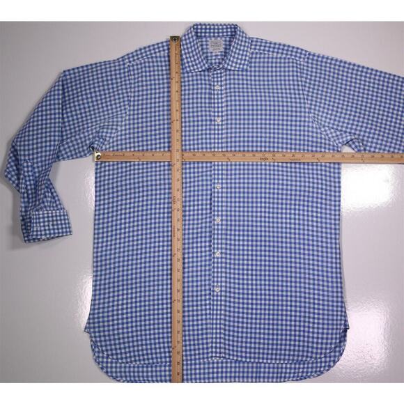 Hackett London Blue/White Gingham Check French Cuff Dress Shirt (42) 16.5-34 - Picture 4 of 7